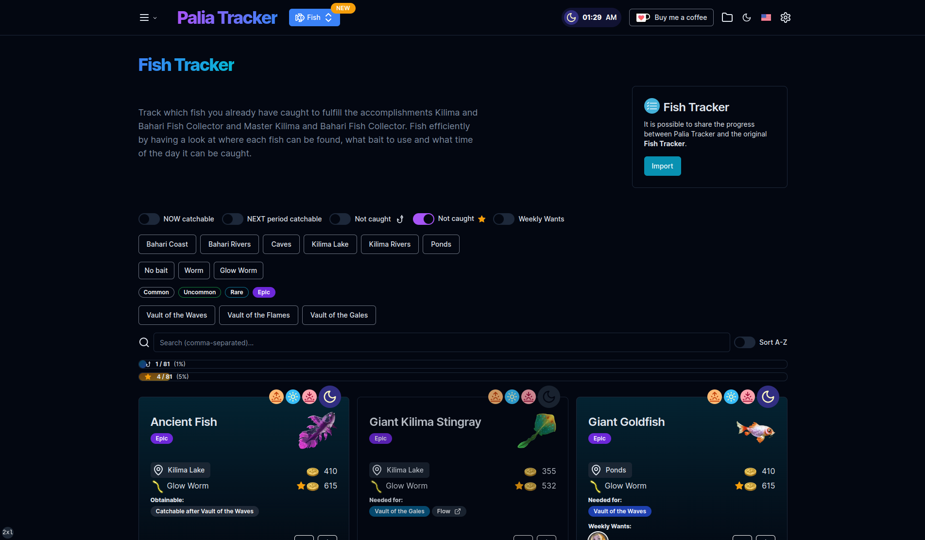 Трекер рыбы - Palia Tracker - Palia Tracker